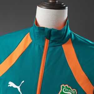 Ivory Coast 2026 Reversible Jacket Windbreaker – Green & Orange – Replica Footba