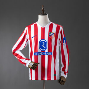 Atletico Madrid 2025/26 Home Long Sleeve Jersey – Replica Football Soccer Shirt