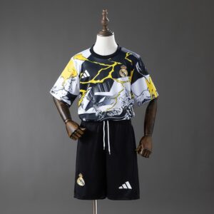 Real Madrid 25_26 Avengers - Pre-Match (Black and White) Kids kit Jerseys – Repl