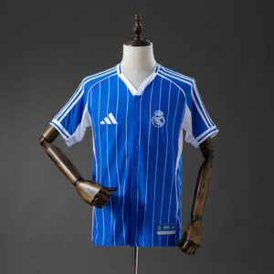 Real Madrid 25/26 US Pack Full-Button Baseball Jersey – Replica Football Basebal