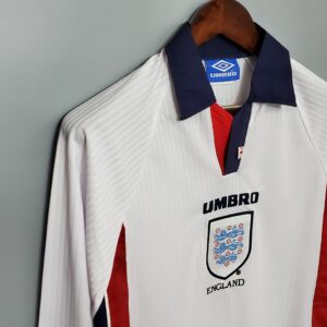 1998 England Home Long Sleeve Retro Replica Jersey Size M-XL
