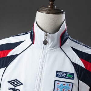 England 1998 Retro Windbreaker - White – Replica Football Soccer Shirt – S–XXL