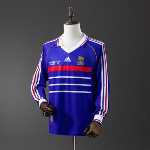 France 1998 Home Long Sleeve Retro Jersey – Replica Football Soccer Shirt – S–XX