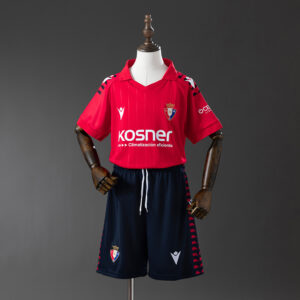 Osasuna 25/26 Home kids kit Jersey – Replica Football Soccer Shirt – Size:16–28