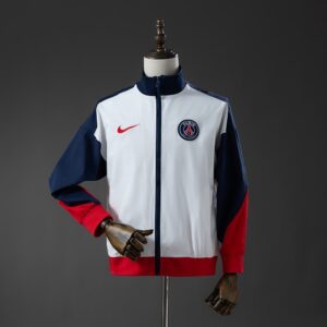 PSG 25/26 Windbreaker – White – Replica Football Soccer Jacket – S–3XL