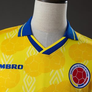 Colombia 1994 Home Retro Long Sleeve Jersey – Replica Football Soccer Shirt – S–