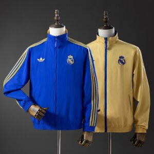 Real Madrid Reversible Jacket Windbreaker – Blue & Yellow – Replica Football Soc