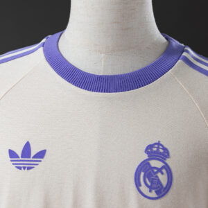 Real Madrid Adidas Originals 3-Stripes Beige T-Shirt – Vintage Replica Football
