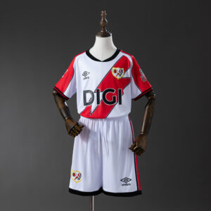 Rayo Vallecano 25/26 Home kids kit Jersey – Replica Football Soccer Shirt – Size
