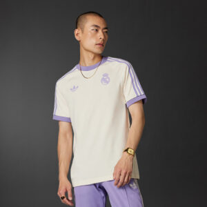 Real Madrid Adidas Originals 3-Stripes Beige T-Shirt – Vintage Replica Football