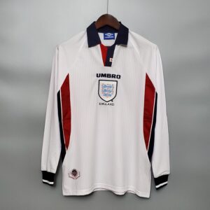 1998 England Home Long Sleeve Retro Replica Jersey Size M-XL