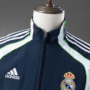 Real Madrid Windbreaker - Navy Blue & White – Replica Football Soccer Shirt – S–