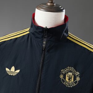 M-U Reversible Jacket Windbreaker – Black & Red – Replica Football Soccer Jacket