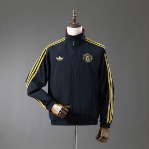 M-U Reversible Jacket Windbreaker – Black & Red – Replica Football Soccer Jacket