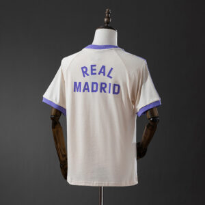 Real Madrid Adidas Originals 3-Stripes Beige T-Shirt – Vintage Replica Football