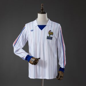 Frence 80_82 Away Long-Sleeved Retro Jersey – Replica Football Soccer Shirt – S–