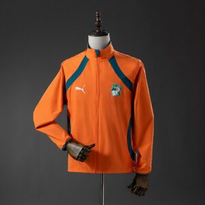 Ivory Coast 2026 Reversible Jacket Windbreaker – Green & Orange – Replica Footba