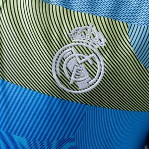 Real Madrid 25_26 POLO - Green Striped Tray – Replica Football Soccer Shirt – S–