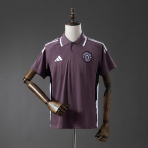 M-U 25_26 POLO - Grey Purple – Replica Football Soccer Shirt – S–XXL