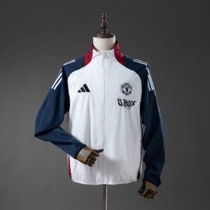 M-U Windbreaker - White & Navy Blue – Replica Football Soccer Shirt – S–XXL
