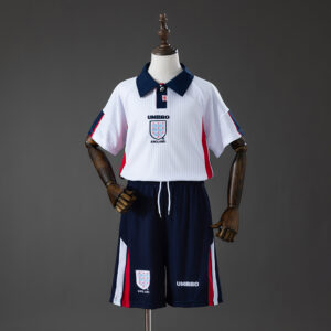 England 1998 Home Retro Kids Kit Jersey – Replica Football Soccer Shirt – Size 1