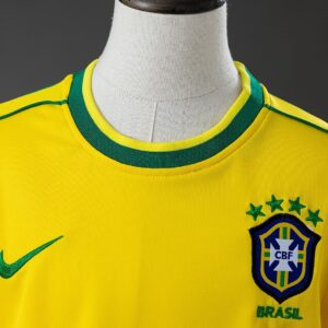 Brazil 1998 Home Retro Long Sleeve Kids Kit Jersey – Replica Football Soccer Shi