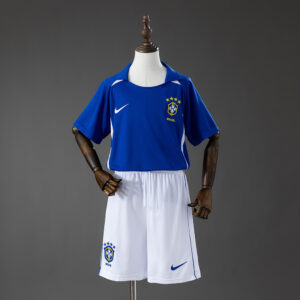 Brazil 2002 Away Retro Kids Kit Jersey – Replica Football Soccer Shirt – Size 16
