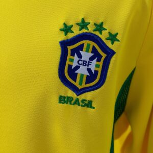 Brazil 2002 Home Retro Long Sleeve Kids Kit Jersey – Replica Football Soccer Shi