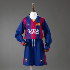Barcelona 14_15 Home Retro Long-Sleeve Kids Kit Jersey – Replica Football Soccer