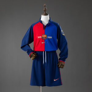 Barcelona 100th Anniversary Retro Long-Sleeve Kids Kit Jersey – Replica Football