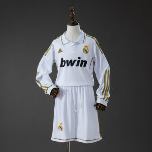 Real Madrid 11_12 Home Retro Long-Sleeve Kids Kit Jersey – Replica Football Socc