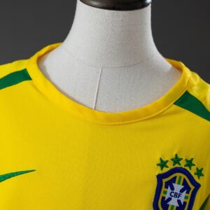 Brazil 2002 Home Retro Kids Kit Jersey – Replica Football Soccer Shirt – Size 16