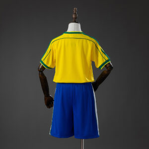 Brazil 1998 Home Retro Kids Kit Jersey – Replica Football Soccer Shirt – Size 16