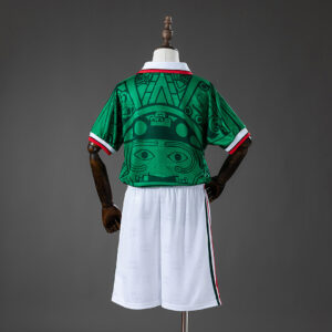Mexico 1998 Home Retro Kids Kit Jersey – Replica Football Soccer Shirt – Size 16