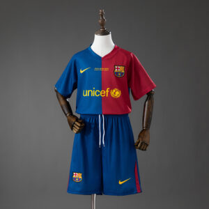 Barcelona 08_09 Home Retro Kids Kit Jersey – Replica Football Soccer Shirt – Siz