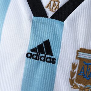 Argentina 1998 Home Retro Kids Kit Jersey – Replica Football Soccer Shirt – Size