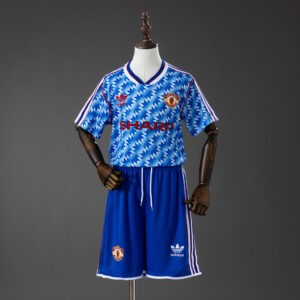 M-U 90_92 Away Retro Kids Kit Jersey – Replica Football Soccer Shirt – Size 16–2