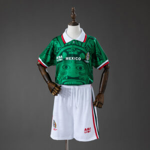 Mexico 1998 Home Retro Kids Kit Jersey – Replica Football Soccer Shirt – Size 16
