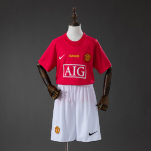 M-U 07_08 Home Retro Kids Kit Jersey – Replica Football Soccer Shirt – Size 16–2