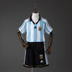 Argentina 1998 Home Retro Kids Kit Jersey – Replica Football Soccer Shirt – Size