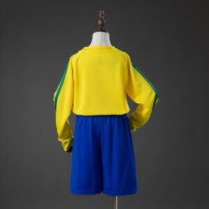 Brazil 2002 Home Retro Long Sleeve Kids Kit Jersey – Replica Football Soccer Shi