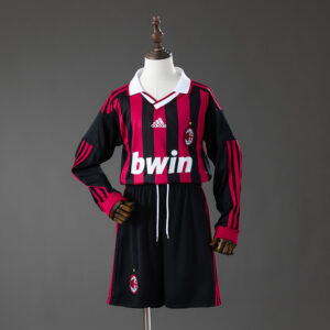 AC Milan 09_10 Home Retro Long Sleeve Kids Kit Jersey – Replica Football Soccer
