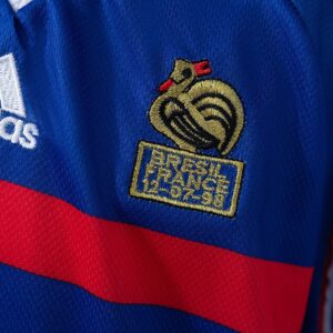 France 1998 Home Retro Kids Kit Jersey – Replica Football Soccer Shirt – Size 16