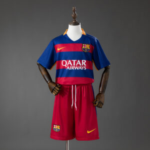 Barcelona 15_16 Home Retro Kids Kit Jersey – Replica Football Soccer Shirt – Siz