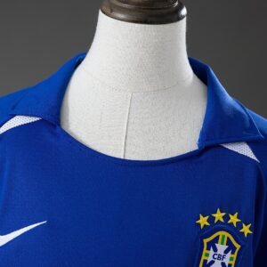 Brazil 2002 Away Retro Kids Kit Jersey – Replica Football Soccer Shirt – Size 16