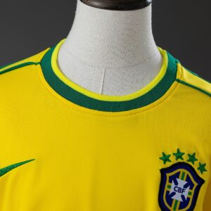 Brazil 1998 Home Retro Kids Kit Jersey – Replica Football Soccer Shirt – Size 16