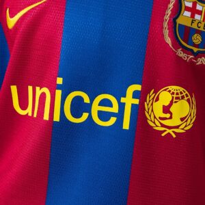 Barcelona 07_08 Home Retro Kids Kit Jersey – Replica Football Soccer Shirt – Siz