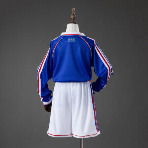 France 1998 Home Retro Long Sleeve Kids Kit Jersey – Replica Football Soccer Shi