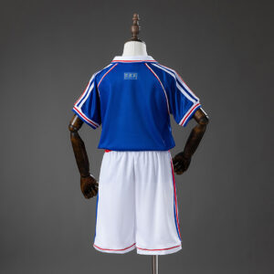France 1998 Home Retro Kids Kit Jersey – Replica Football Soccer Shirt – Size 16