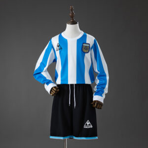 Argentina 1998 Home Retro Long-Sleeved Kids Kit Jersey – Replica Football Soccer